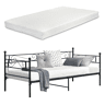 Cama individual Kreava com Apoio de cabeça e pés para e colchão metálico 90x200 cm- Preto en.casa