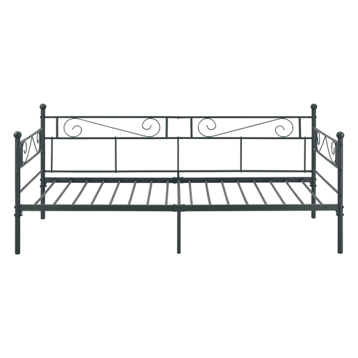Cama individual Kreava com Apoio de cabeça e pés para e colchão metálico 90x200 cm- Preto en.casa Cama individual Kreava com Apoio de cabeça e pés para e colchão metálico 90x200 cm- Preto en.casa