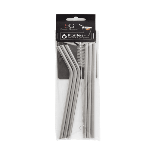 Palhinhas Reutilizáveis Secret de Gourmet Escova de Limpeza Aço inoxidável (7 Peças)