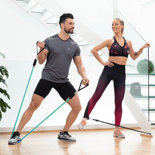 Conjunto de Elásticos de Resistência com Acessórios e Guia de Exercícios Tribainer InnovaGoods (pack de 3)