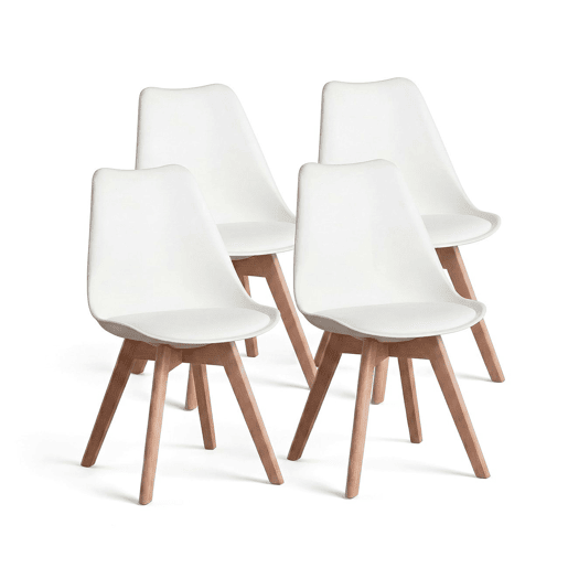 Pack 4 cadeiras de jantar Beench Branco 41 x 83 x 49 cm