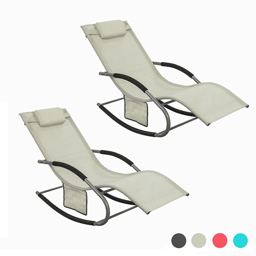 SoBuy Conjunto de 2 espreguiçadeiras de jardim reclináveis, OGS28-MIx2