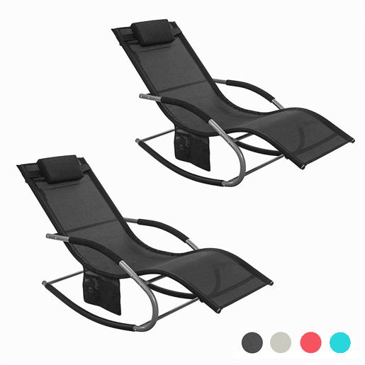 SoBuy Conjunto de 2 espreguiçadeiras de jardim reclináveis, OGS28-SCHx2