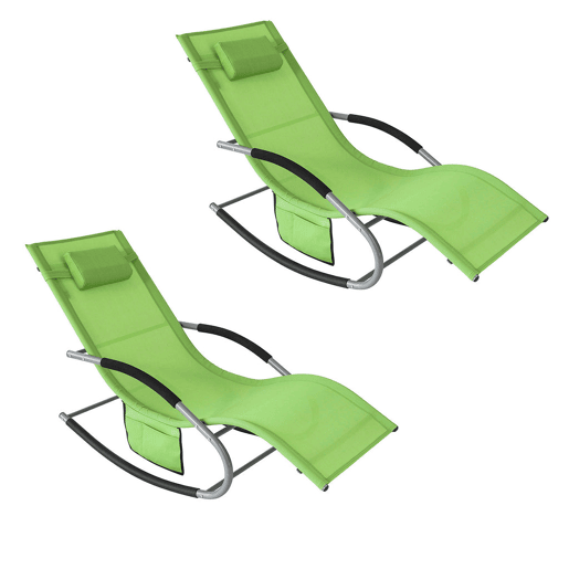 SoBuy Conjunto de 2 espreguiçadeiras de jardim reclináveis, OGS28-GRx2