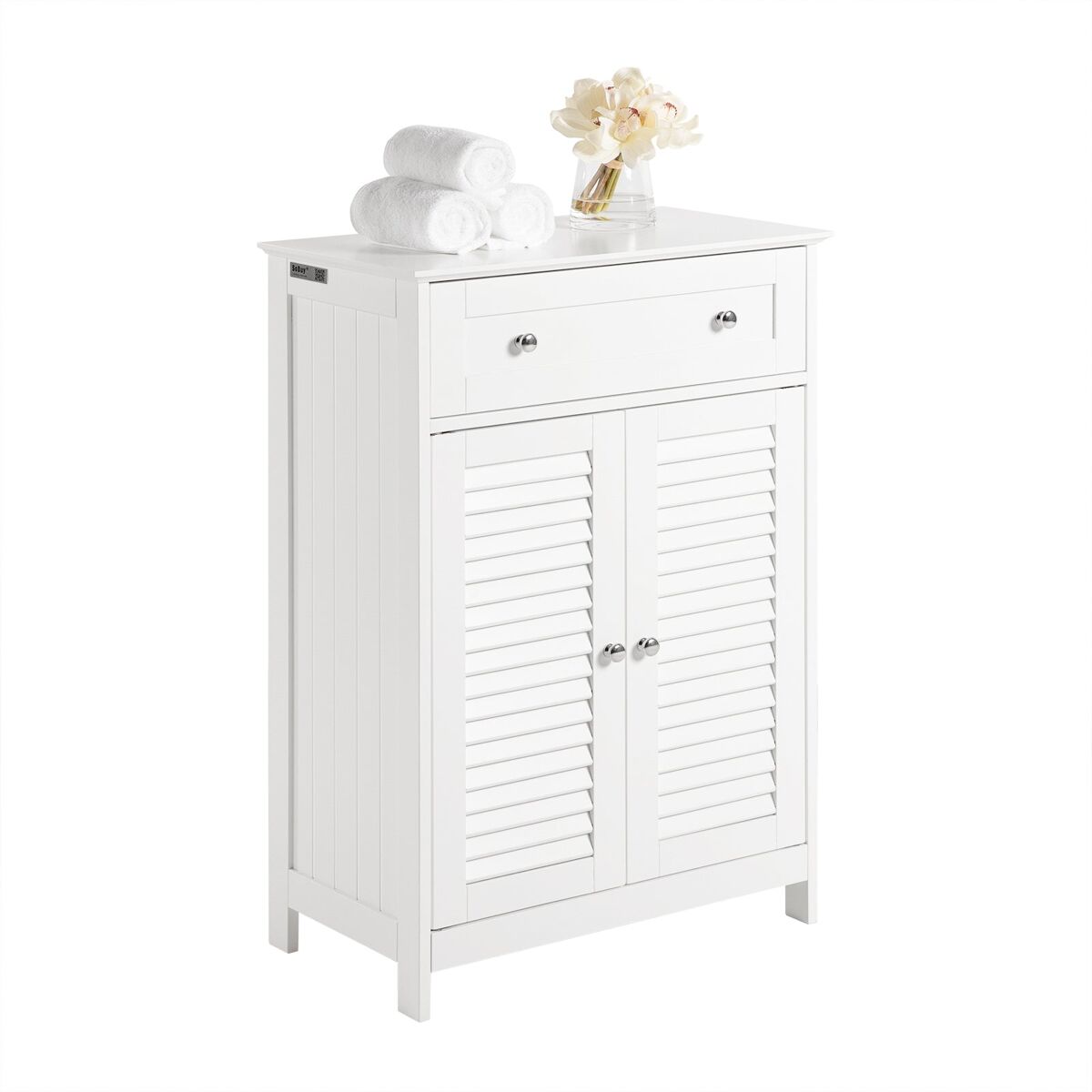 Armario de almacenaje mueble auxiliar para baño- 1 cajones y 2 puertas blanco frg238-w sobuy