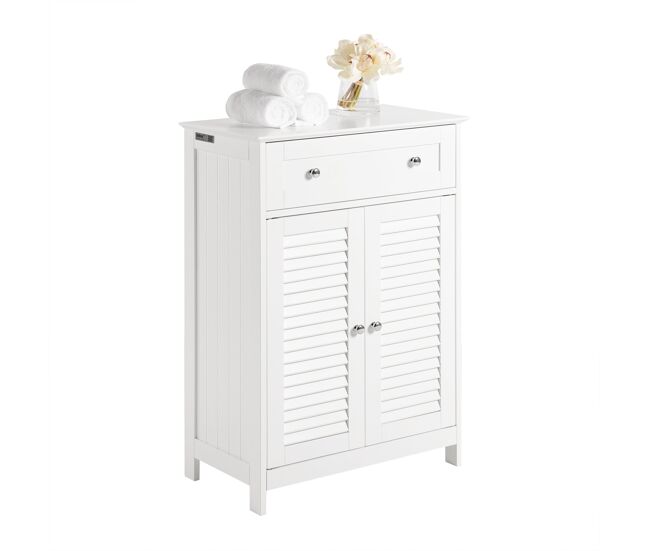 Armario de almacenaje mueble auxiliar para baño- 1 cajones y 2 puertas blanco frg238-w sobuy