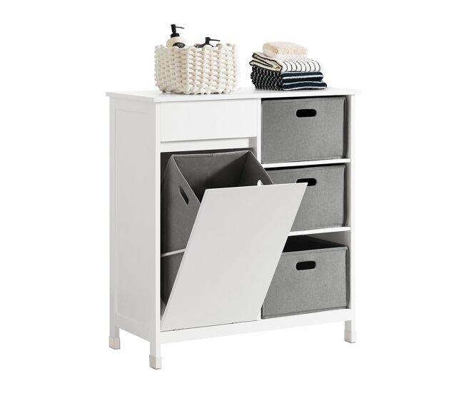 Mueble para ropa sucia armario multifuncional para baño con 1 cesto y 1 cajón 3 cestos separados 80 x 38 x 91cm blanco bzr77-w sobuy