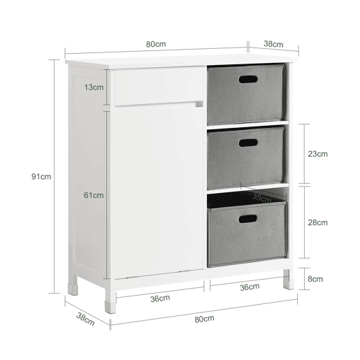 Unidade de cesto de roupa suja com cestos SoBuy BZR77-W