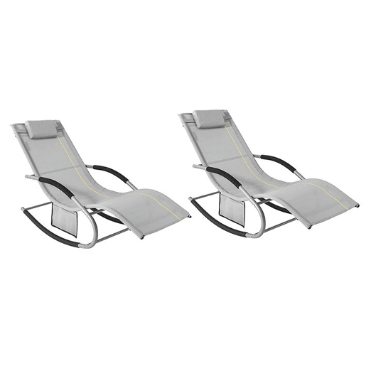 SoBuy Conjunto de 2 espreguiçadeiras de jardim reclináveis, OGS28-HGx2