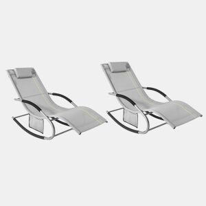 SoBuy Conjunto de 2 espreguiçadeiras de jardim reclináveis, OGS28-HGx2