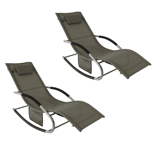 SoBuy Conjunto de 2 espreguiçadeiras de jardim reclináveis, OGS28-BRx2