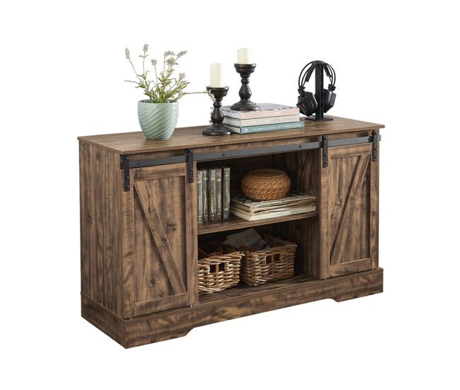 Aparador recibidor con puerta corrediza de granero, compartimento abierto armario de almacenamiento para comedor salón cocina 120 x 40 x 70 cm fsb60-n sobuy