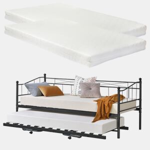 Cama extra Skutskär com 2 colchões 90 x 200 cm Metal- Preto mate en.casa