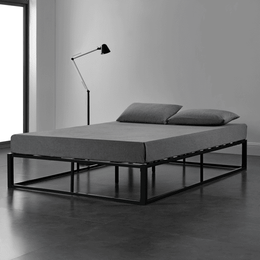Cama de casal Kreta com estrutura de ripas de aço 140x200 cm preta - en.casa