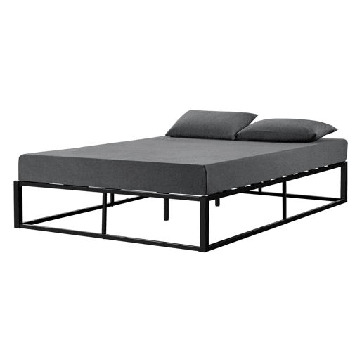 Cama de casal Kreta com estrutura de ripas de aço 140x200 cm preta - en.casa