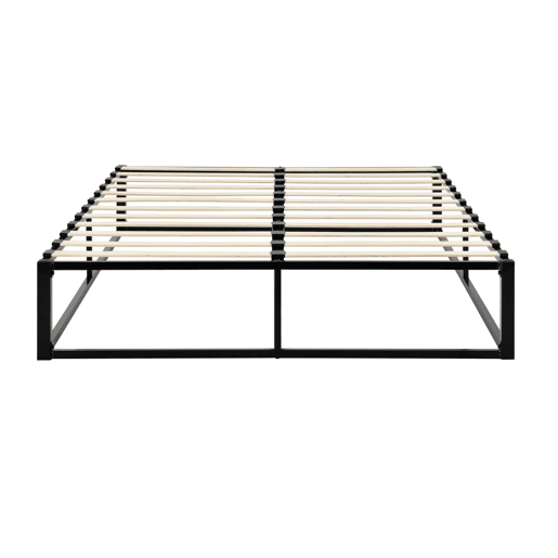 Cama casal (Kreta) com colchão e grade de cama em metal-aço 140 x 200 cm - Preto en.casa
