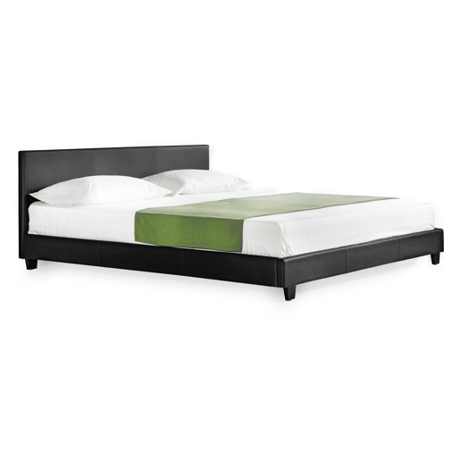Corium Cama casal Albacete estofada em pele sintética (180x200cm) (preto)