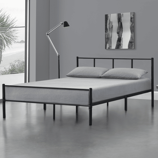 Cama casal Laos com estrado metálico 160 x 200 cm - Preto mate en.casa