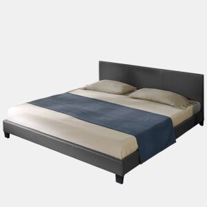 Corium Cama casal Albacete estofada em pele sintética (180x200cm) (cinzento escuro)
