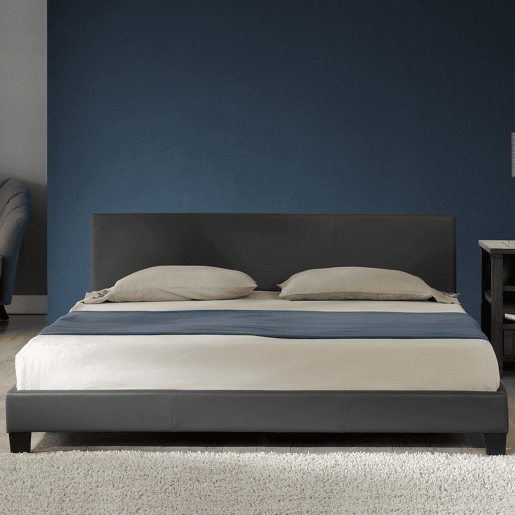 Corium Cama casal Albacete estofada em pele sintética (180x200cm) (cinzento escuro)