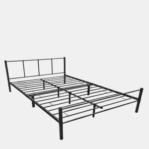Cama casal metálica Laos com colchão de espuma fria 160 x 200cm Base de beliche preta mate en.casa