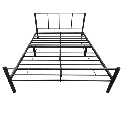 Cama casal metálica Laos com colchão de espuma fria 160 x 200cm Base de beliche preta mate en.casa