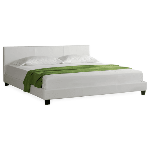 Corium Cama casal Albacete estofada em pele sintética (160x200cm) (branco)