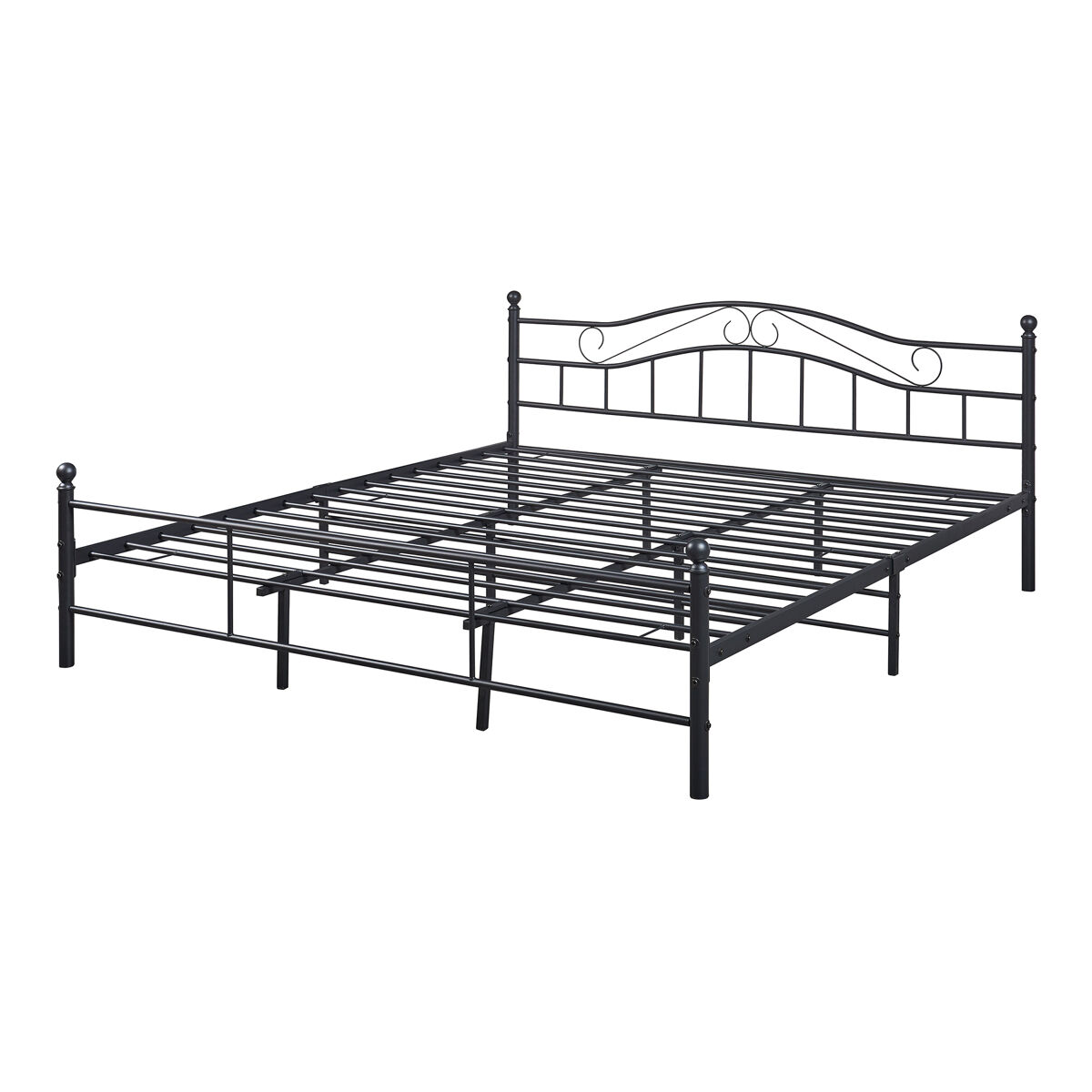 Cama doble florenz con cabecero y somier metal 180x200 - negro [en.casa]