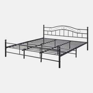 Cama de metal Florenz com cabeceira 180x200 Preto en.casa