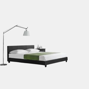 Corium Cama casal Albacete estofada em pele sintética (160x200cm) (preto)