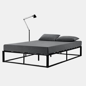 Cama de casal Kreta com estrutura de ripas de aço 180x200 cm preta - en.casa