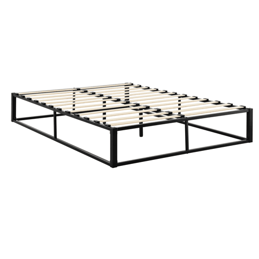 Cama de casal Kreta com estrutura de ripas de aço 180x200 cm preta - en.casa