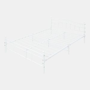 Cama de metal Florenz com cabeceira 140x200 Branco en.casa