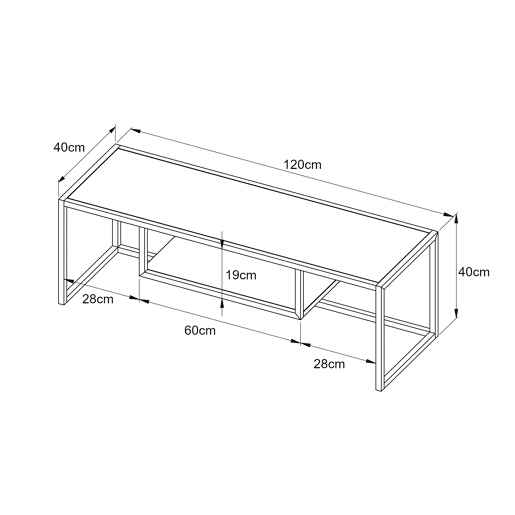 Mobiliário de sala de estar Isokyrö em metal estilo industrial 120 x 40 x 40 cm - Preto mate en.casa