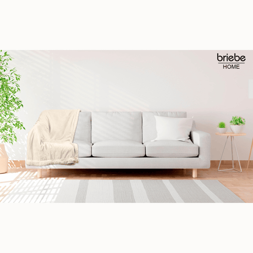 Briebe - Manta de Sofa, Cobertor de Sedalina com Tela de Sherpa 130 x 160cm Quente, Grossa e Extra Macia, , Pérola