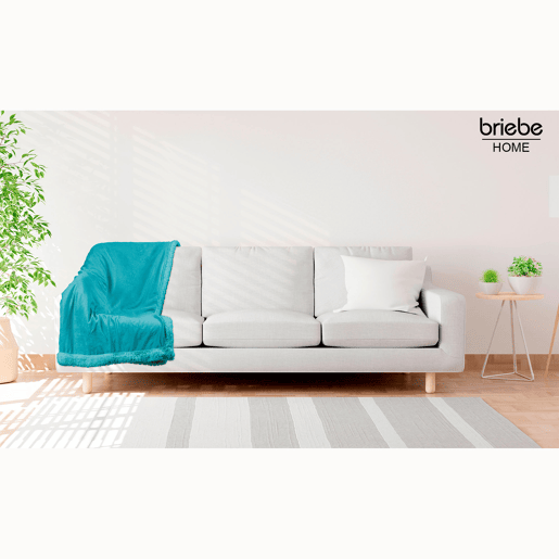 Briebe - Manta de Sofa, Cobertor de Sedalina com Tela de Sherpa 130 x 160cm Quente, Grossa e Extra Macia, , Azul Petróleo