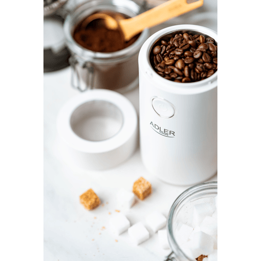Adler AD4446-WS Moinho de Café, Sementes, Especiarias e Nozes, Lâmina Aço Inoxidável, Capacidade 75g, 150, Branco