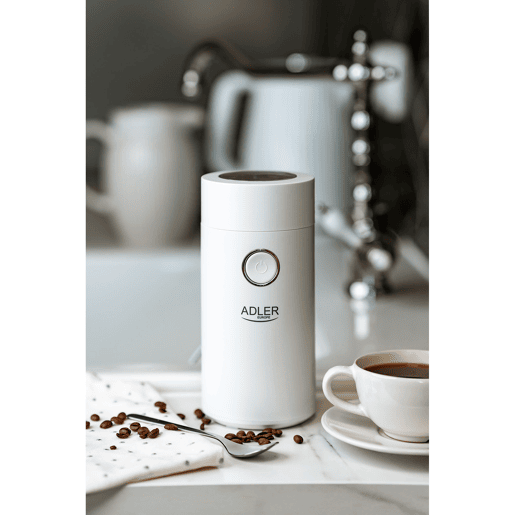 Adler AD4446-WS Moinho de Café, Sementes, Especiarias e Nozes, Lâmina Aço Inoxidável, Capacidade 75g, 150, Branco