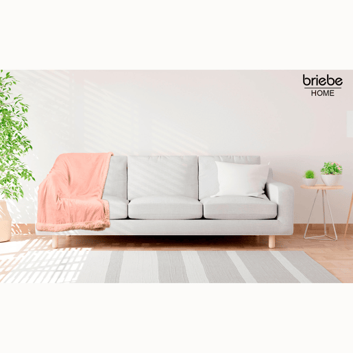 Briebe - Manta de Sofa, Cobertor de Sedalina com Tela de Sherpa 220 x 240cm Quente, Grossa e Extra Macia, , Coral