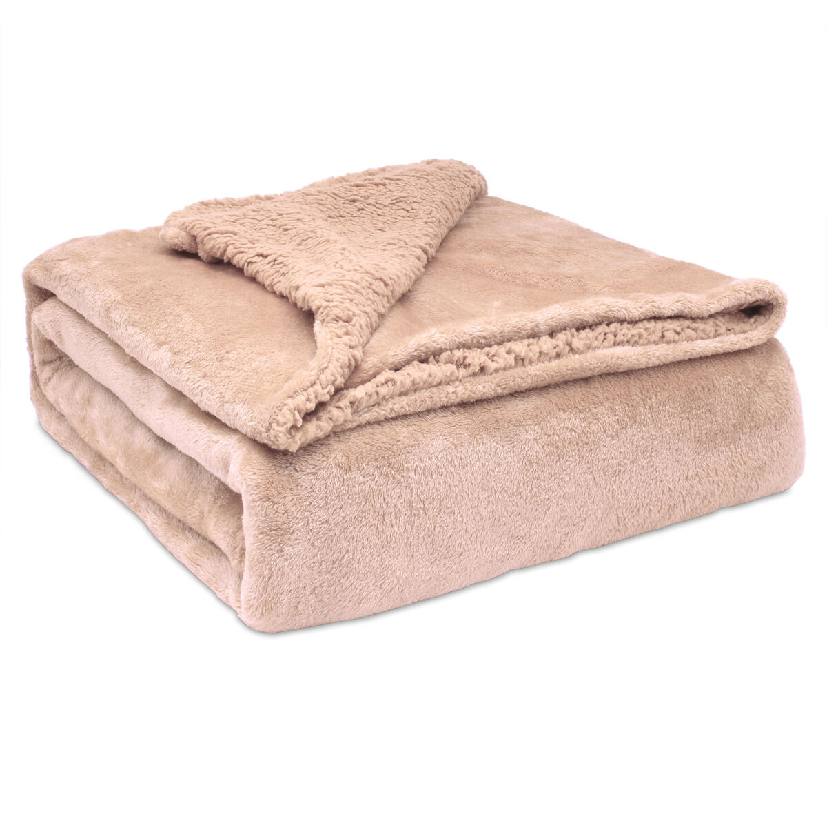 Briebe - manta sofá invierno sedalina lisa y borreguito polar sherpa 130x160 cm calentita gruesa suave, , coral