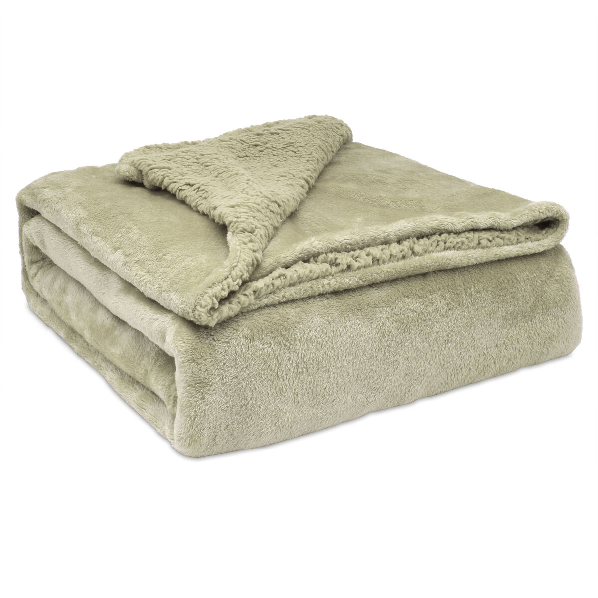 Briebe - manta sofá invierno sedalina lisa y borreguito polar sherpa 130x160 cm calentita gruesa suave, , taupe