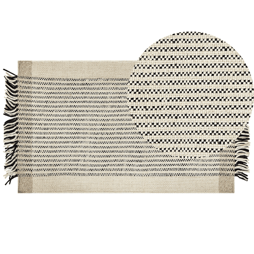 Tapete DIVARLI Creme 80 x 150 cm Lã