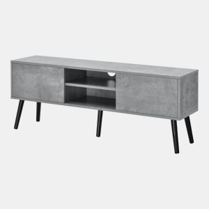 Mesa TV Eskilstuna com 2 Portas 2 Prateleiras 120x30x47cm Aspecto de betão en.casa