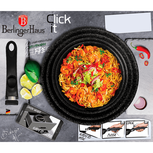 Berlinger Haus Moonlight Trem de Cozinha de Indução 9 Peças, Pega Amovível, Alumínio Antiaderente Set Panelas e Frigideiras, , Cinza