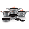 Berlinger Haus Moonlight Trem de Cozinha Indução de 10 Peças em Alumínio Antiaderente 3 Panelas, 2 Frigideiras, 3 Tampas, , Cinza