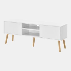 Mesa TV Eskilstuna com 2 Portas 2 Prateleiras AglomeradoMadeira 120 x 30 x 47 cm Branco en.casa