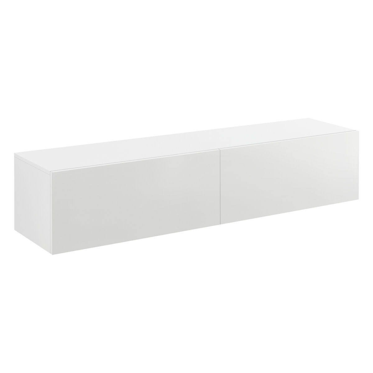 Mueble de tv de pared evaton aglomerado 140 x 33 x 30 cm blanco alto brillo [en.casa]