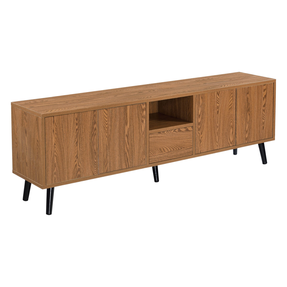 Mueble de tv hedemora puertas con push-open aglomerado 140 x 30 x 45,5 cm - efecto madera [en.casa]