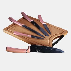 Berlinger Haus I-Rose Conjunto de 5 Facas de Cozinha Profissionais, Aço Inoxidável, Faca de Cozinheiro Tábua de Cortar, , Cor de rosa