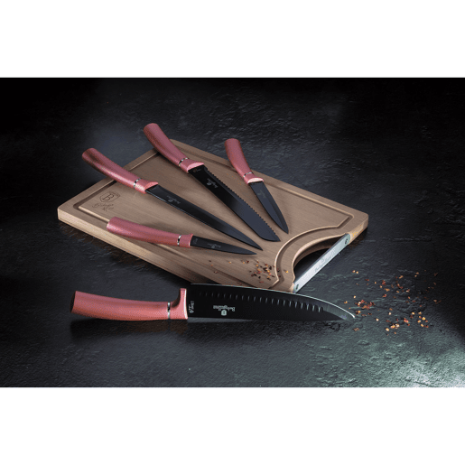 Berlinger Haus I-Rose Conjunto de 5 Facas de Cozinha Profissionais, Aço Inoxidável, Faca de Cozinheiro Tábua de Cortar, , Cor de rosa